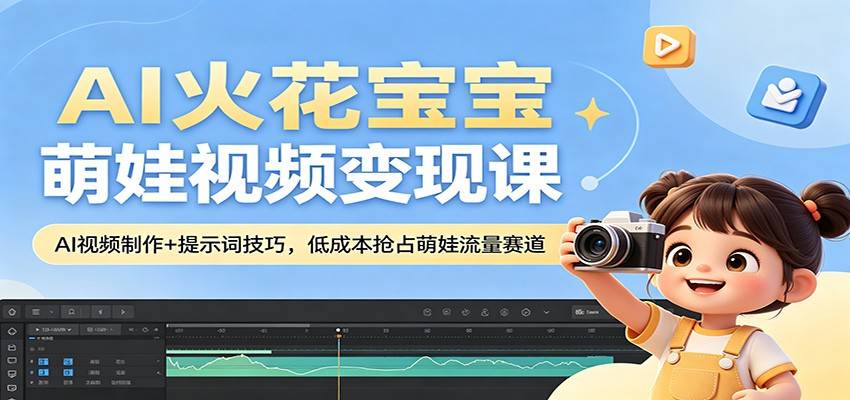 AI火花宝宝萌娃视频变现课：AI视频制作+提示词技巧，低成本抢占萌娃流量赛道-云推网创项目库