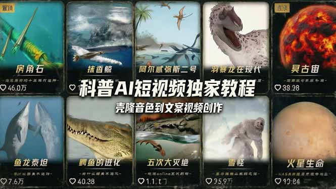 科普造物主AI短视频独家教程：从软件安装、壳隆音色到文案视频创作，零基础快速做爆款-云推网创项目库