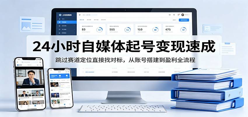 24小时自媒体起号变现速成，跳过赛道定位直接找对标，从账号搭建到盈利全流程-云推网创项目库