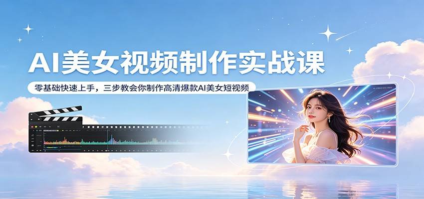 AI美女视频制作实战课：零基础快速上手，三步教会你制作高清爆款AI美女短视频-云推网创项目库