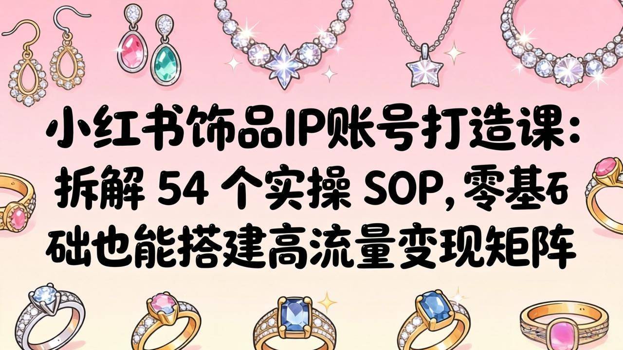 小红书饰品IP账号打造课：拆解 54 个实操 SOP，零基础也能搭建高流量变现矩阵-云推网创项目库