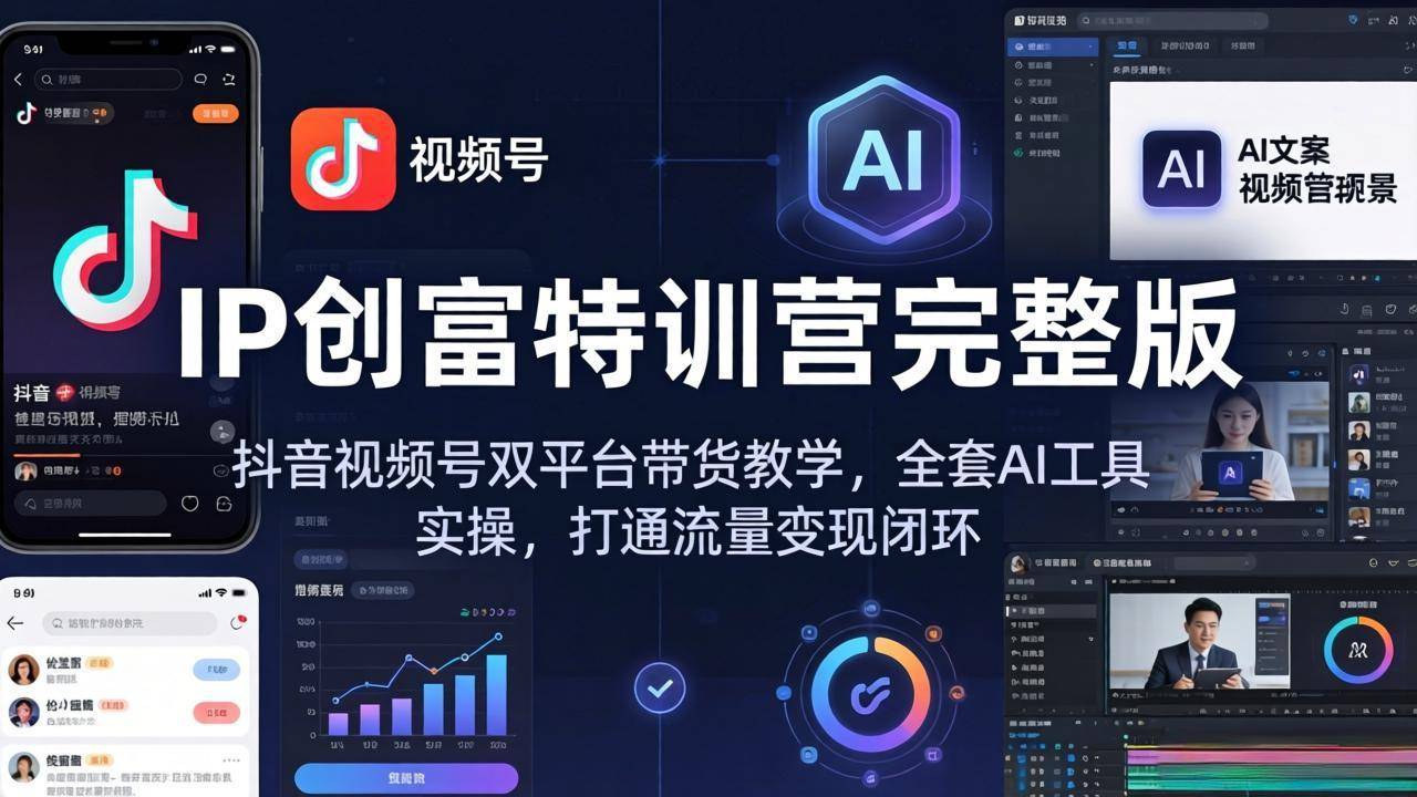 IP创富特训营完整版：抖音视频号双平台带货教学，全套AI工具实操，打通流量变现闭环-云推网创项目库