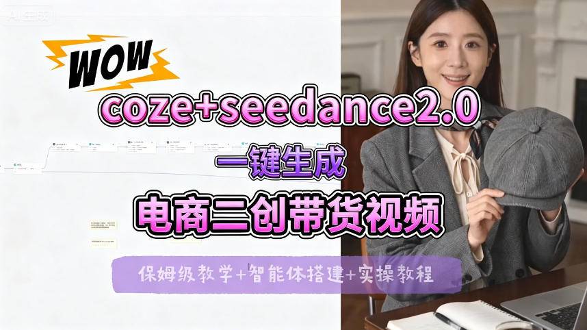 【Coze工作流搭建实操教程】seedance2.0+coze一键生成电商二创带货视频，全流程保姆级教学-云推网创项目库
