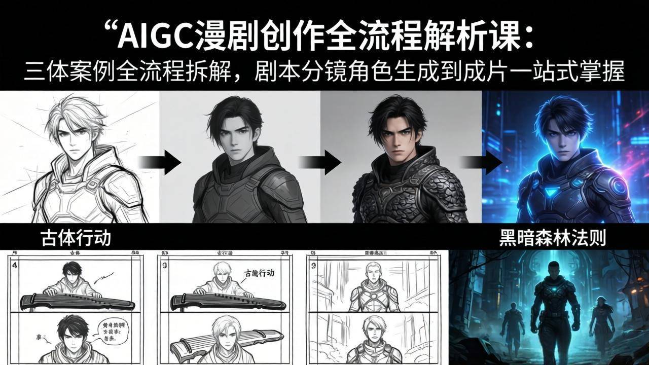AIGC漫剧创作全流程解析课：三体案例全流程拆解，剧本分镜角色生成到成片一站式掌握-云推网创项目库