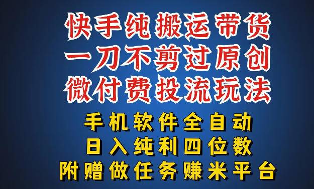 最新黑科技快手搬运带货方法,手机就能操作,轻松带你日入四位数【揭秘】-云推网创项目库