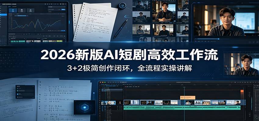 2026新版AI短剧高效工作流：3+2极简创作闭环，全流程实操讲解-云推网创项目库