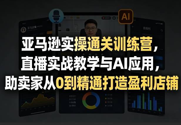 亚马逊实操通关训练营，直播实战教学与AI应用，助卖家从0到精通打造盈利店铺(更新4月17日)-云推网创项目库
