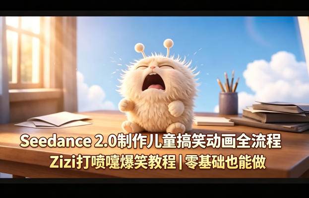 Seedance 2.0制作儿童搞笑动画全流程Zizi打喷嚏爆笑教程｜零基础也能做-云推网创项目库