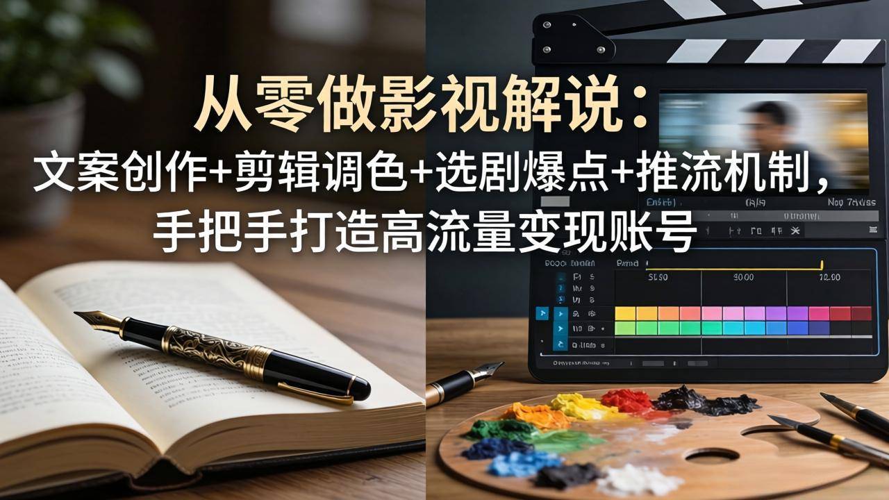 从零做影视解说:文案创作+剪辑调色+选剧爆点+推流机制,手把手打造高流量变现账号-云推网创项目库