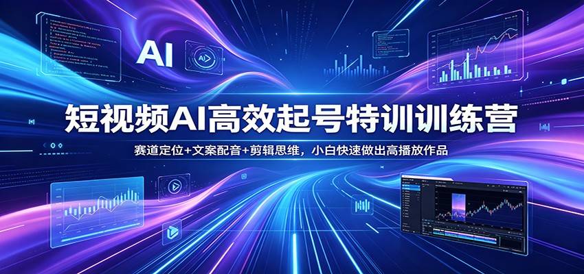 短视频AI高效起号特训训练营：赛道定位+文案配音+剪辑思维，小白快速做出高播放作品-云推网创项目库