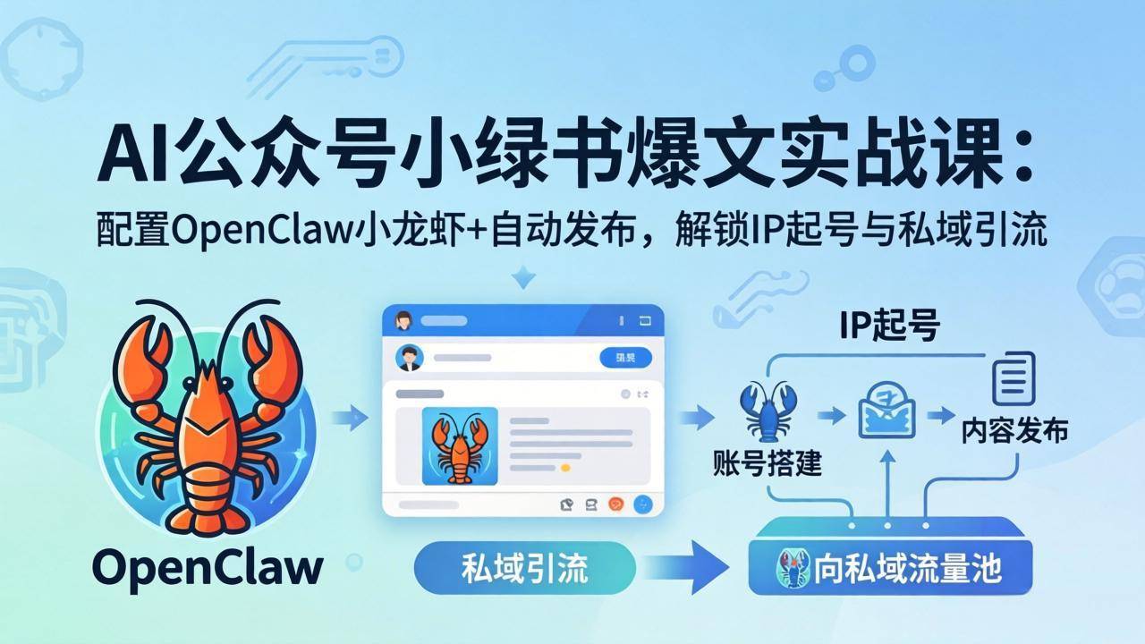AI公众号小绿书变现实战课：小绿书爆文写作+OpenClaw自动发布，解锁IP起号与私域引流-云推网创项目库