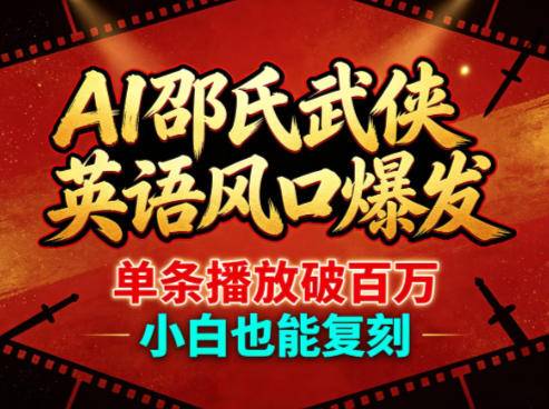 AI邵氏武侠英语风口爆发，单条播放破百万，小白也能复刻-云推网创项目库