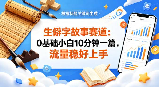 公众号流量主——生僻字故事赛道，流量稳，好上手，0基础小白也能10分钟一篇-云推网创项目库