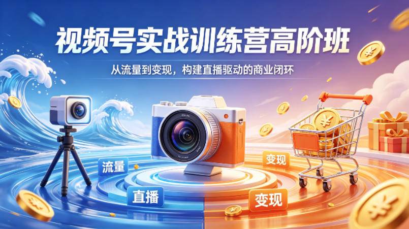 视频号实战训练营高阶班，从流量到变现，构建直播驱动的商业闭环(26年4月)-云推网创项目库