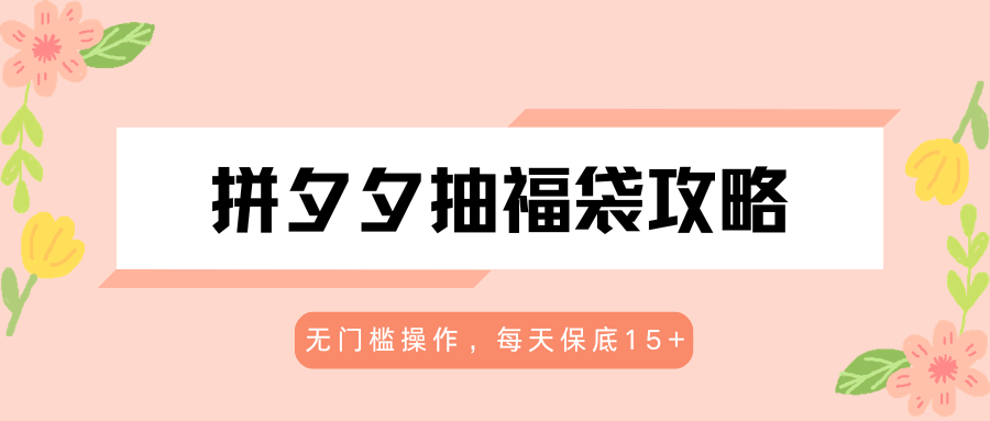 拼夕夕抽福袋攻略，无门槛操作，每天保底15+-云推网创项目库