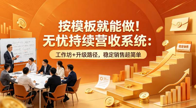 按模板就能做！无忧持续营收系统：工作坊+升级路径，稳定销售超简单【原创双语字幕】-云推网创项目库