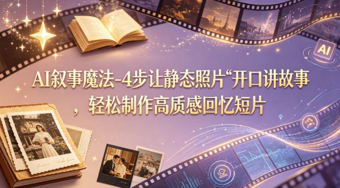 AI叙事魔法-4步让静态照片“开口讲故事”，轻松制作高质感回忆短片-云推网创项目库