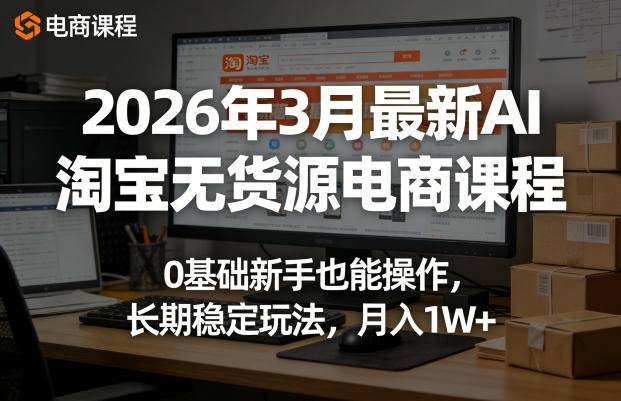 2026年3月最新AI淘宝无货源电商课程，0基础新手也能操作，长期稳定玩法，月入1W+(更新0410)-云推网创项目库