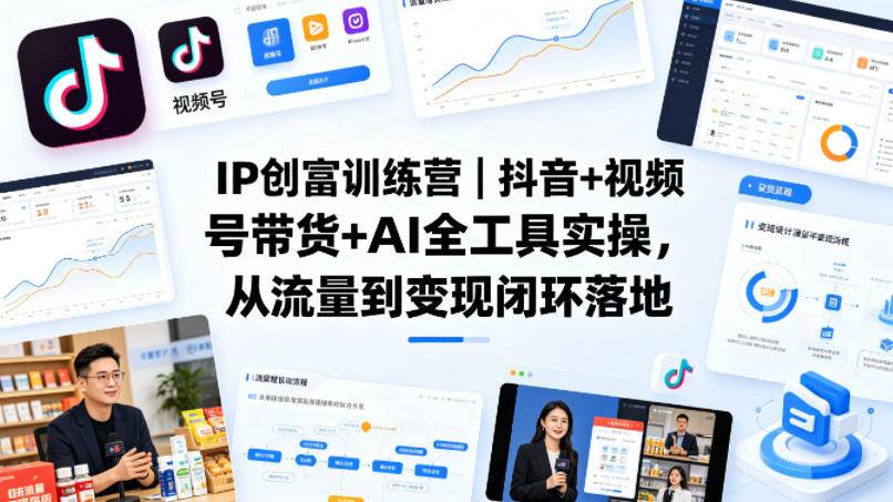 IP创富训练营｜抖音+视频号带货+AI全工具实操，从流量到变现闭环落地-云推网创项目库
