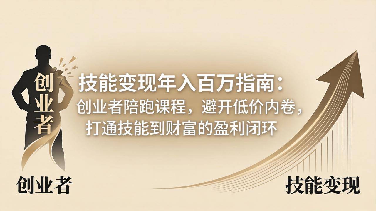 技能变现年入百万指南：创业者陪跑课程，避开低价内卷，打通技能到财富的盈利闭环-云推网创项目库