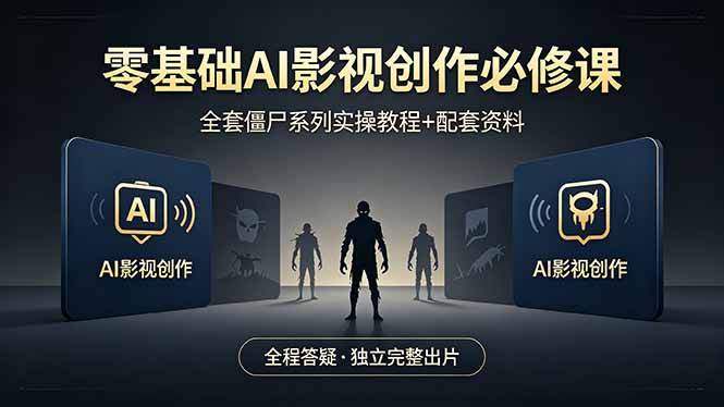 零基础AI影视创作必修课，全套僵尸系列实操教程加配套资料，全程答疑带你独立完整出片-云推网创项目库