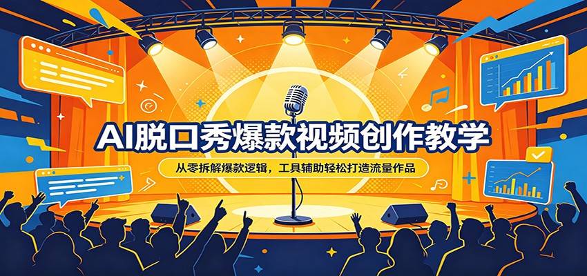 AI脱口秀爆款视频创作教学：从零拆解爆款逻辑，工具辅助轻松打造流量作品-云推网创项目库