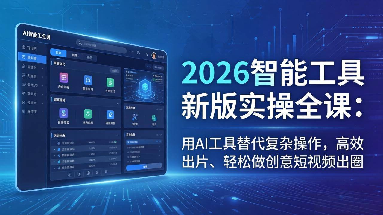 2026智能工具新版实操全课：用AI工具替代复杂操作，高效出片、轻松做创意短视频出圈-云推网创项目库