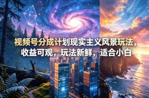 视频号分成计划现实主义风景玩法，收益可观，玩法新鲜，适合小白-云推网创项目库