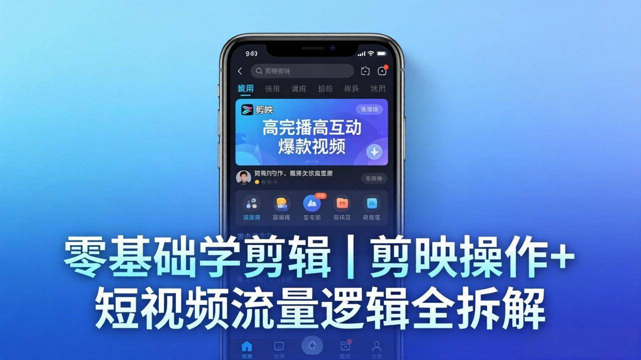 【零基础学剪辑】剪映操作+短视频流量逻辑全拆解｜手把手教你剪出高完播高互动爆款视频-云推网创项目库