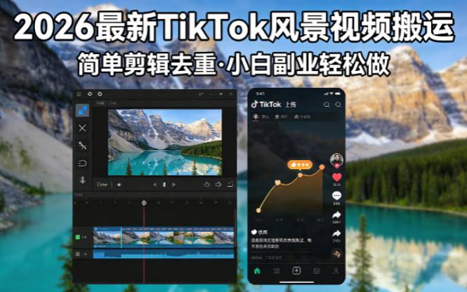 2026最新TikTok风景视频搬运简单剪辑去重小白副业月入 8000-云推网创项目库