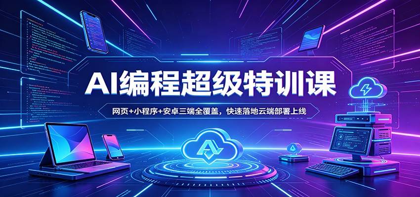 AI编程超级特训课：网页+小程序+安卓三端全覆盖，快速落地云端部署上线-云推网创项目库