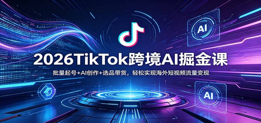 2026TikTok跨境AI掘金课：批量起号+AI创作+选品带货，轻松实现海外短视频流量变现-云推网创项目库