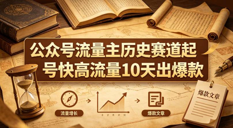 公众号流量主之历史赛道，起号快+高流量，10天就能出爆款！-云推网创项目库
