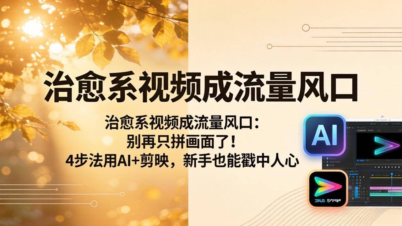 治愈系视频成流量风口：别再只拼画面了！4步法用AI+剪映，新手也能戳中人心-云推网创项目库