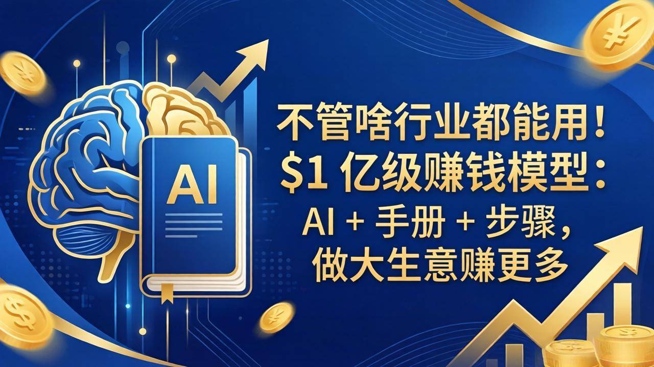 不管啥行业都能用！$1 亿级赚钱模型：AI + 手册 + 步骤，做大生意赚更多-云推网创项目库