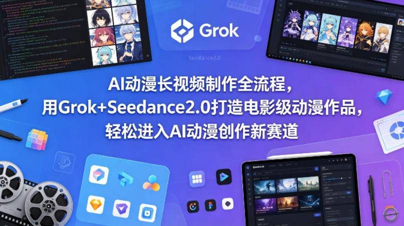 AI动漫长视频制作全流程，用Grok+Seedance2.0打造电影级动漫作品，轻松进入AI动漫创作新赛道-云推网创项目库