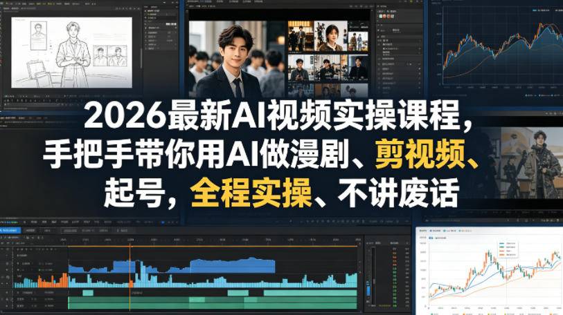 2026最新AI视频实操课程，手把手带你用AI做漫剧、剪视频、起号，全程实操、不讲废话-云推网创项目库