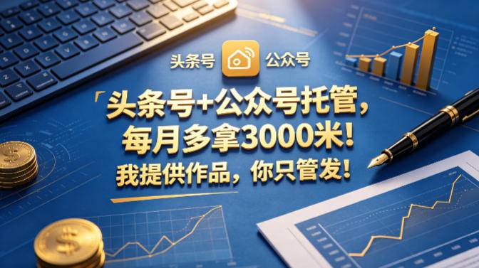 头条号+公众号托管，每月多拿3000米！我提供作品，你只管发！【揭秘】-云推网创项目库