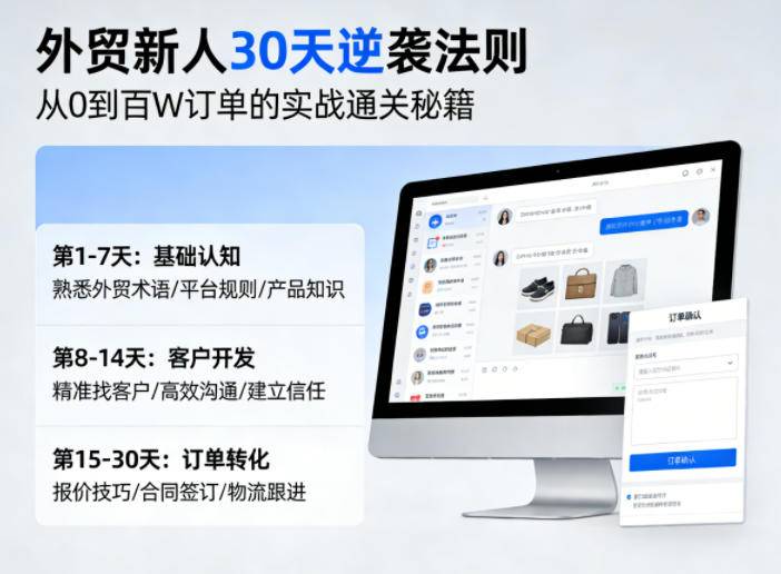 外贸新人30天逆袭法则，教你从0到百W订单的实战通关秘籍-云推网创项目库