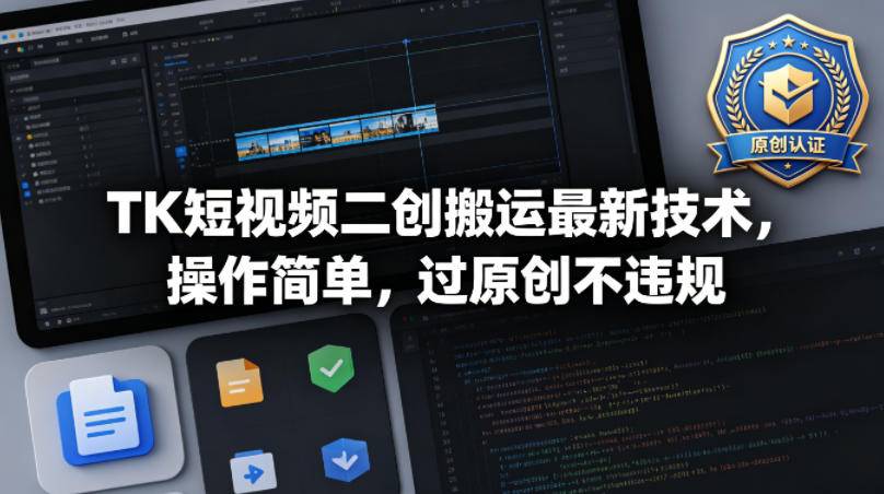 TK短视频二创搬运最新技术，操作简单，过原创不违规-云推网创项目库