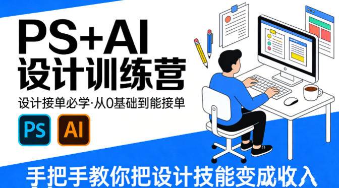 设计接单必学，PS+AI设计训练营，从0基础到能接单，手把手教你把设计技能变成收入-云推网创项目库