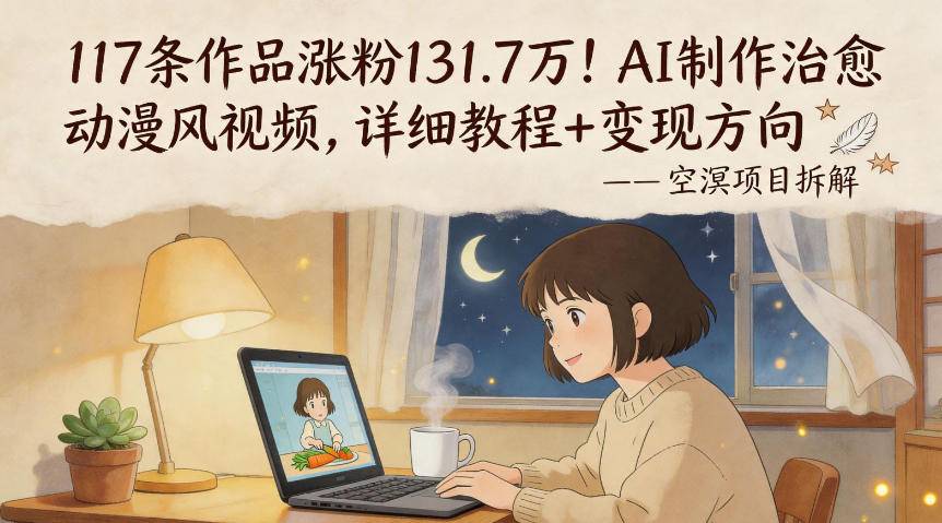 117条作品涨粉131.7W！AI制作治愈动漫风视频，详细教程+变现方向-云推网创项目库