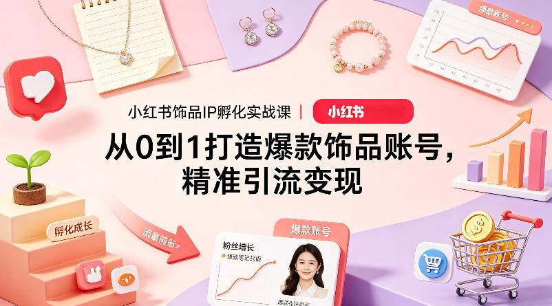 小红书饰品IP孵化实战课｜从0到1打造爆款饰品账号，精准引流变现-云推网创项目库