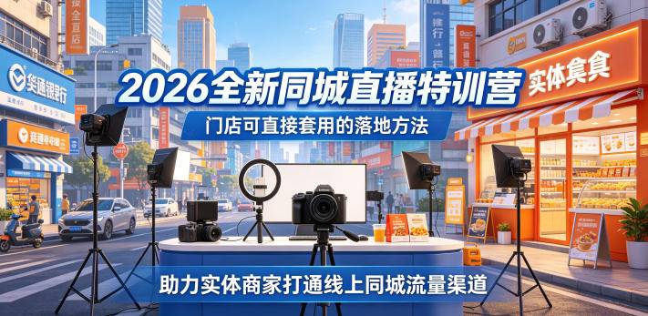 2026全新同城直播特训营,门店可直接套用的落地方法,助力实体商家打通线上同城流量渠道-云推网创项目库