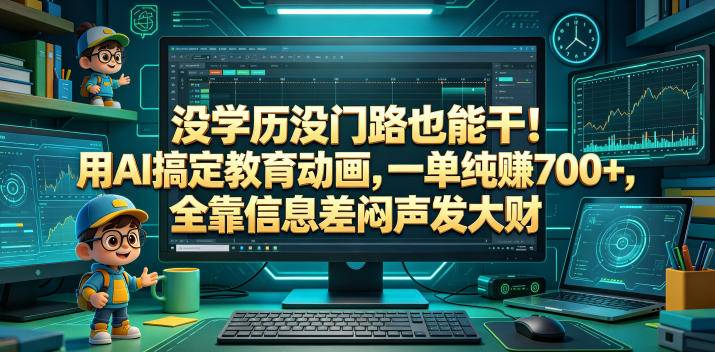 没学历没门路也能干！用AI搞定教育动画，一单纯賺700+，全靠信息差闷声发大财【揭秘】-云推网创项目库