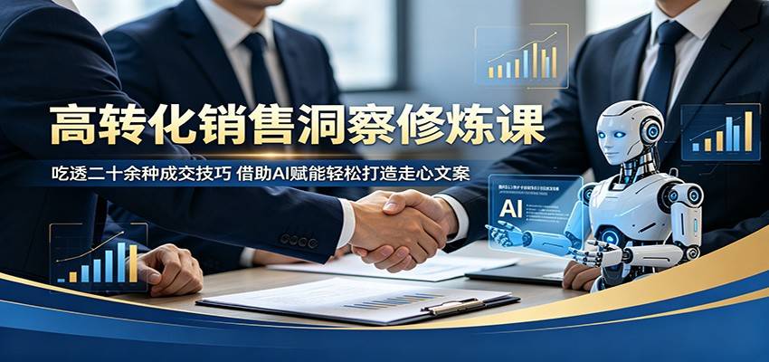 高转化销售洞察修炼课：吃透二十余种成交技巧，借助AI赋能轻松打造走心文案-云推网创项目库