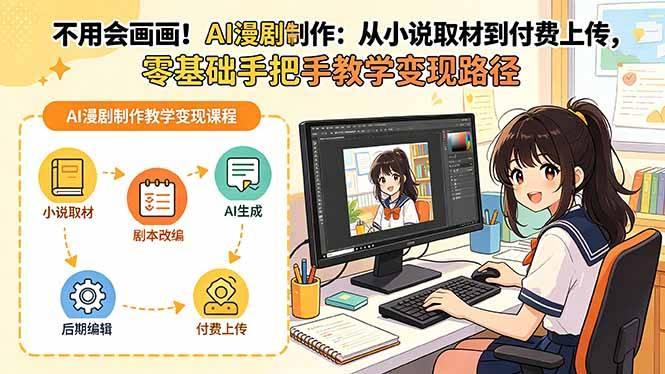 不用会画画!AI漫剧制作:从小说取材到付费上传,零基础手把手教学变现路径-云推网创项目库