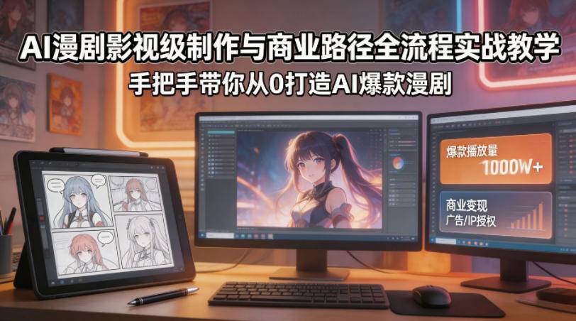 AI漫剧影视级制作与商业路径全流程实战教学，手带你从0打造AI爆款漫剧-云推网创项目库
