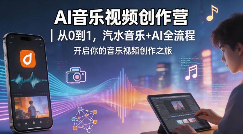 AI音乐视频创作营｜从0到1，汽水音乐+AI全流程，开启你的音乐视频创作之旅-云推网创项目库