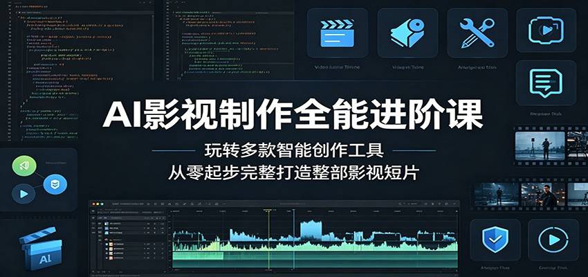 AI影视制作全能进阶课：玩转多款智能创作工具，从零起步完整打造整部影视短片-云推网创项目库